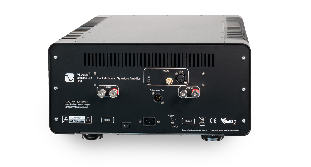 PMG M800 rear panel with RCA, XLR, speaker and trigger connections