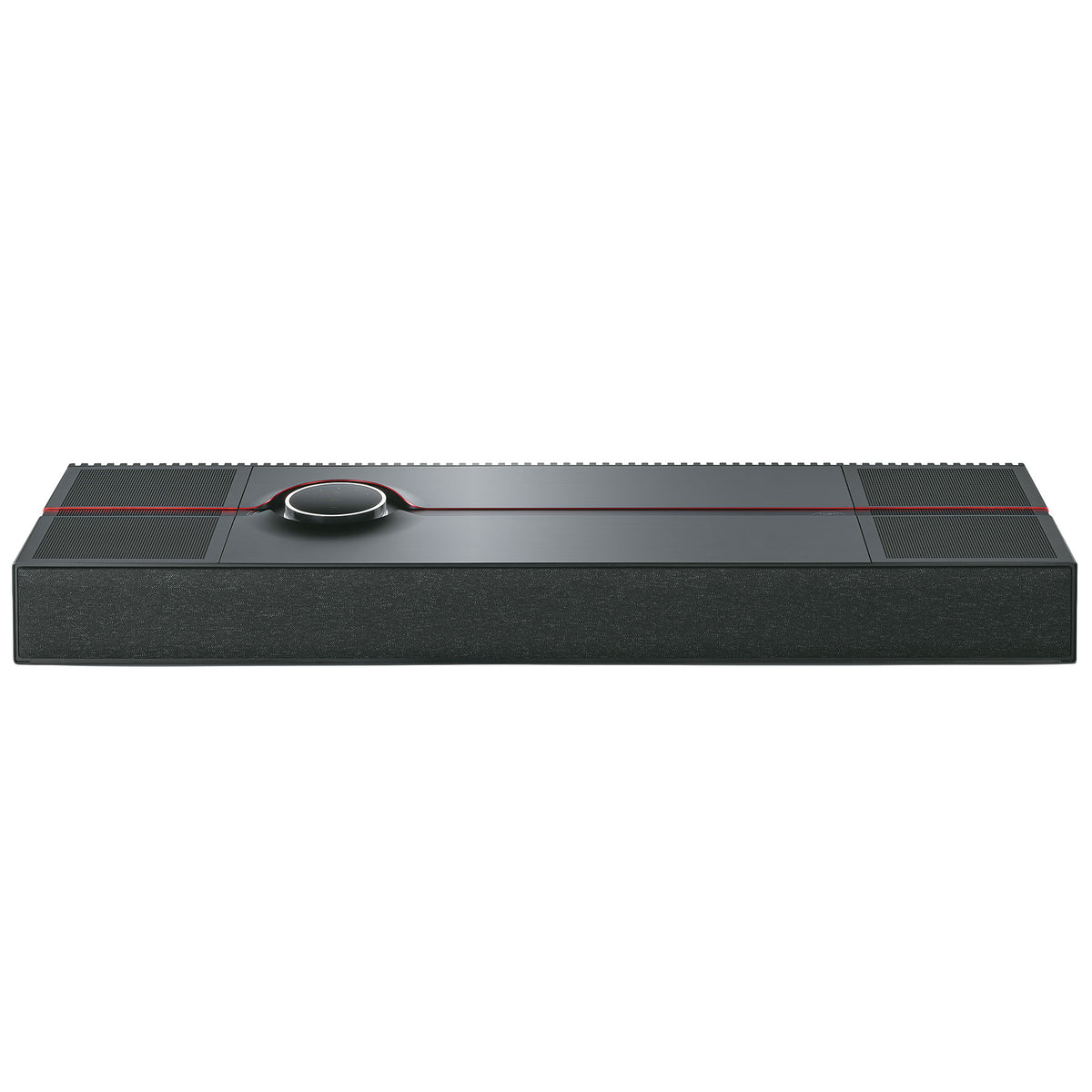 Naim Mu-so Utopia black all-in-one system viewed from the front and above