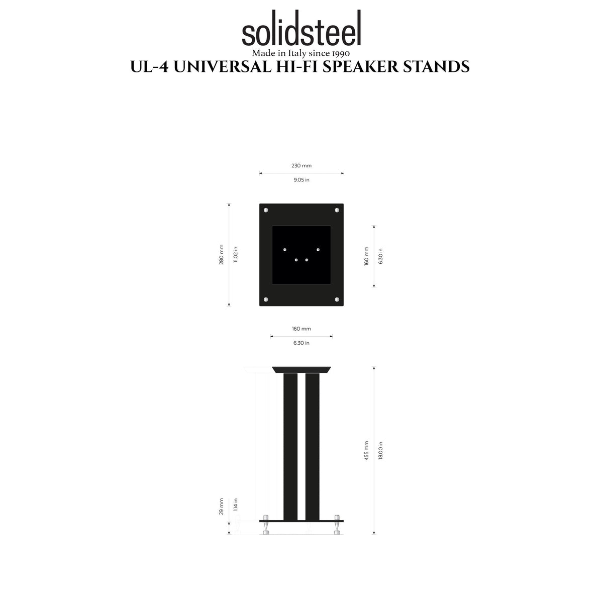 Solidsteel UL-4 speaker stands in flat black