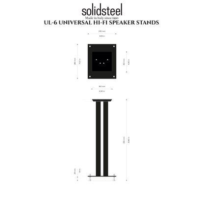 Solidsteel UL Series Speaker Stands — manufacturer model technical drawing