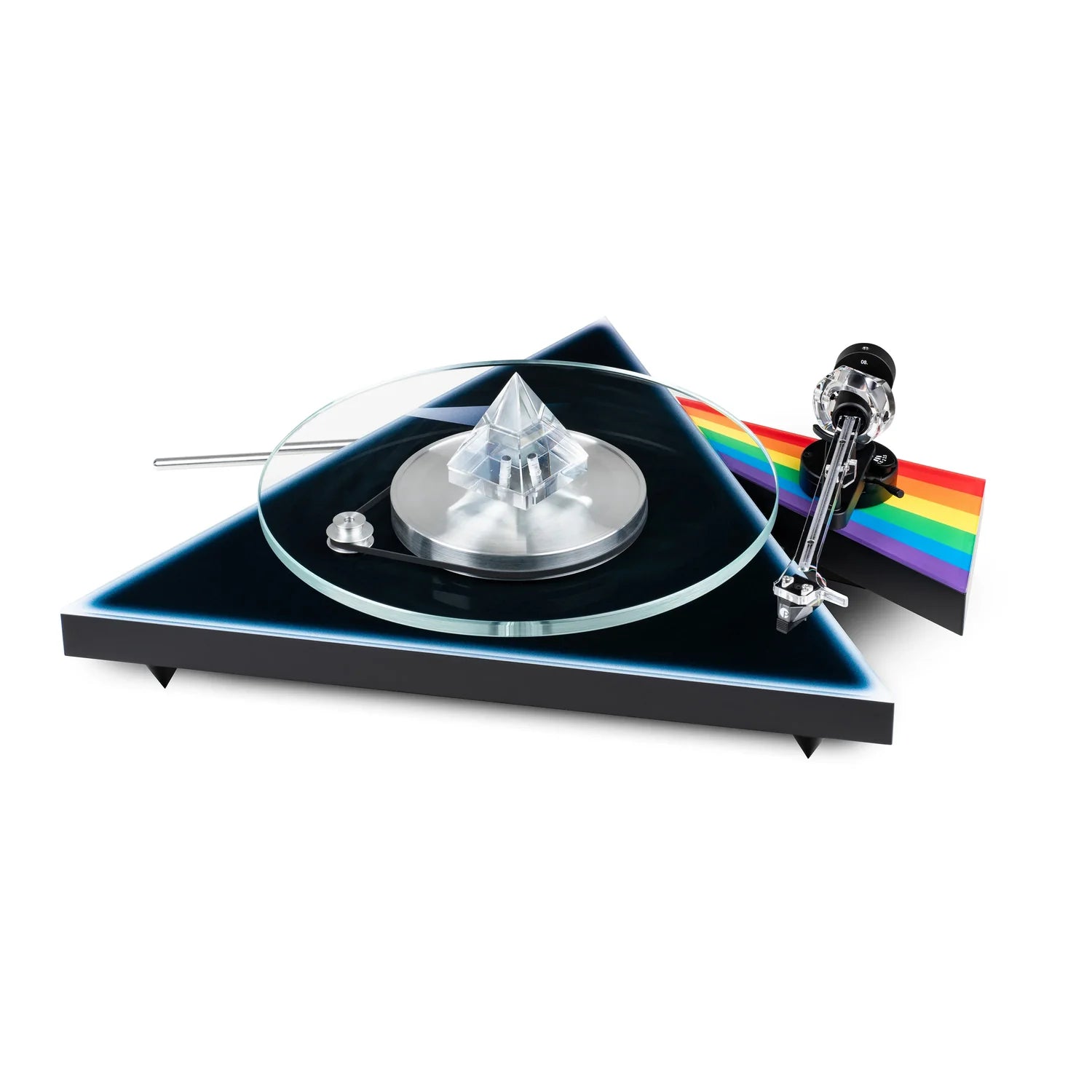 A stylized photo pf Pro-ject Ausio's Dark Side of the Moon Turntable