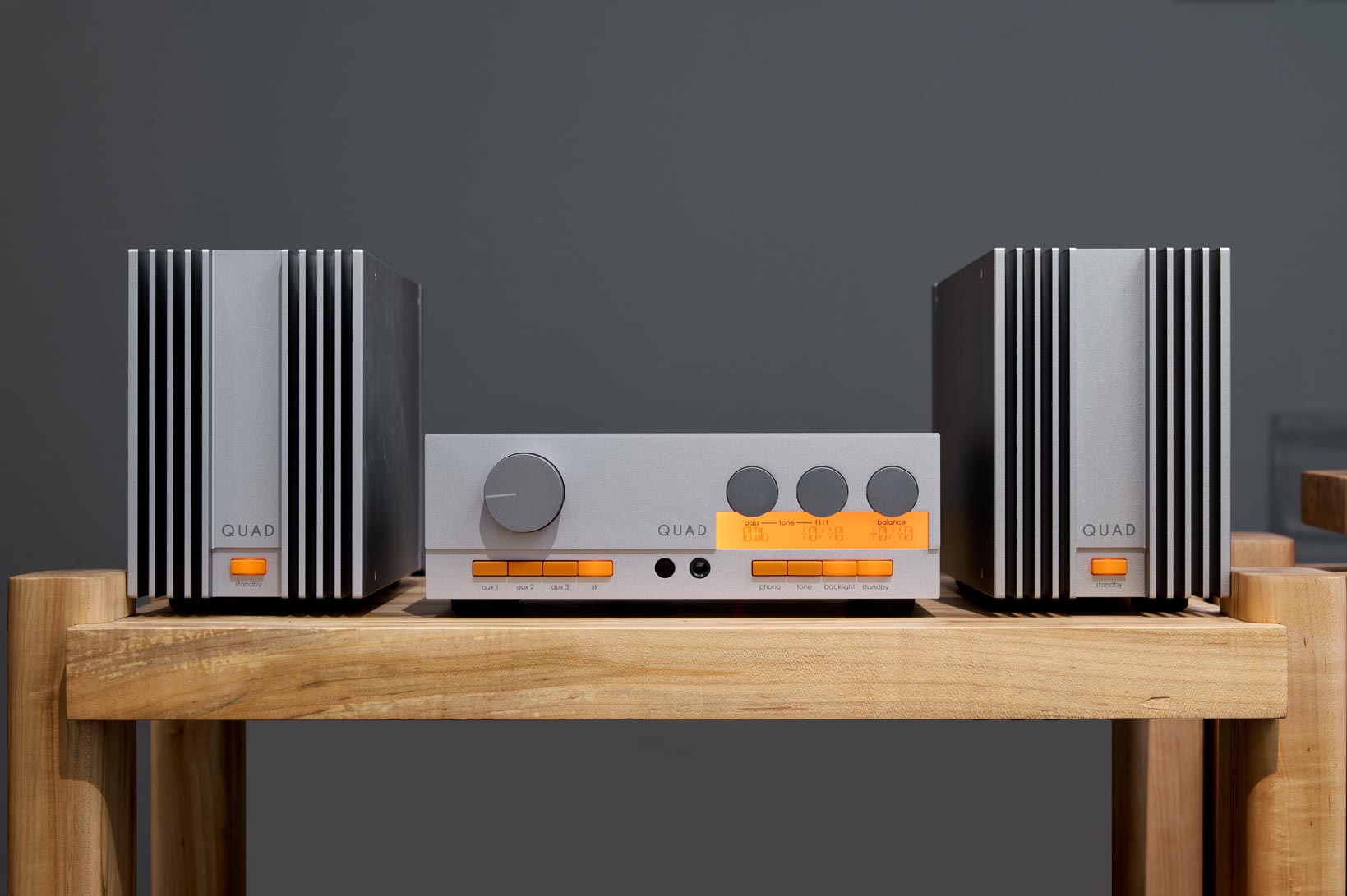The Quad 33 and 303 Monoblocks on shelf at House of Stereo