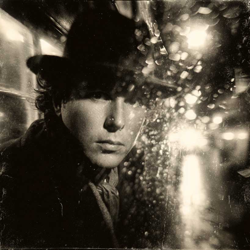 An old image of Van Morrison in the rain