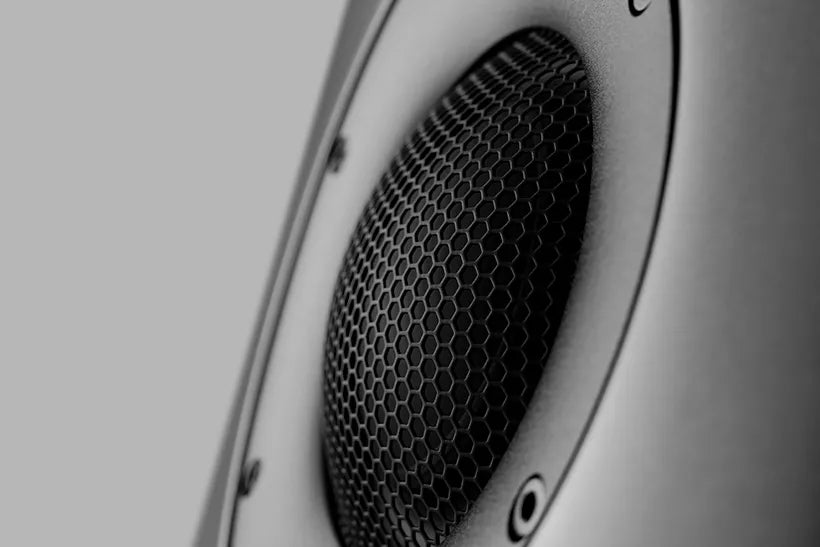 A closeup of the Cambridge Audio logo on the Edge S Limited Edition Floorstanding Speakers