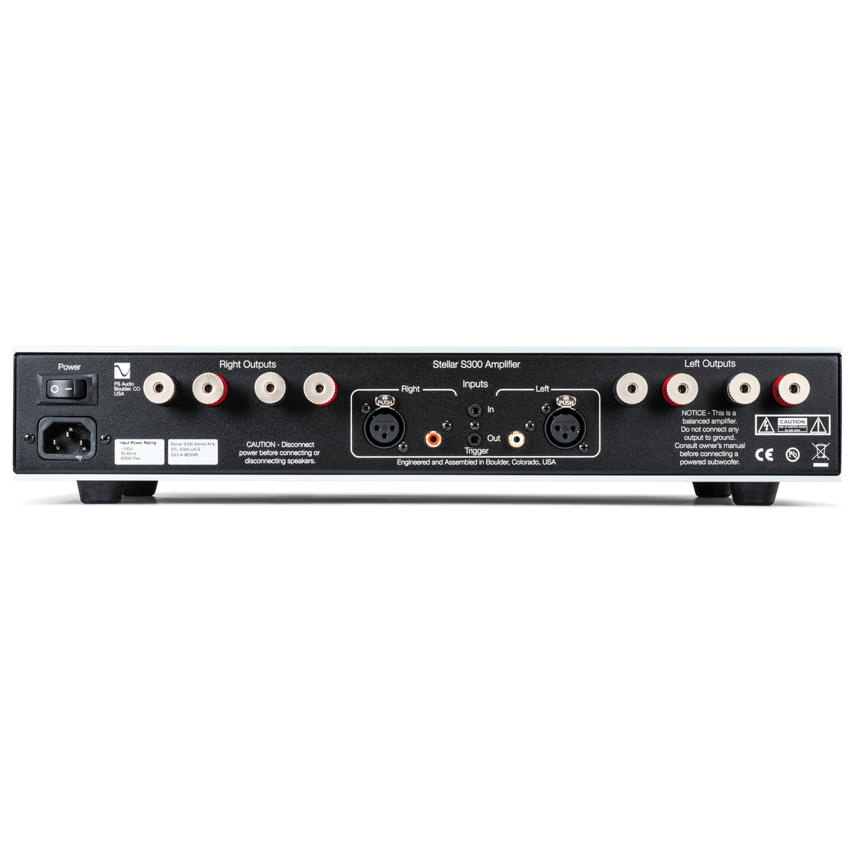 PS Audio Stellar S300 Stereo Power Amplifier rear connections