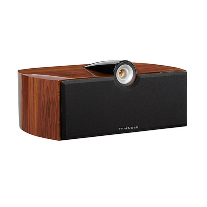 Triangle Signature Gamma Center Channel Speaker in Golden Oak Piano Lacquer Finish grill on