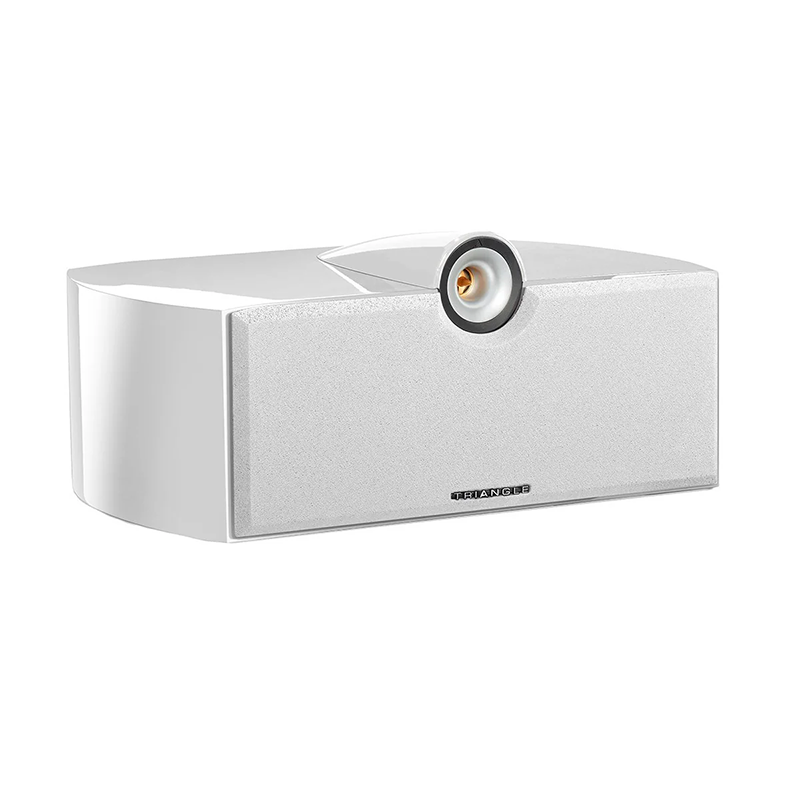 Triangle Signature Gamma Center Channel Speaker in White Piano Lacquer Finish Grill on